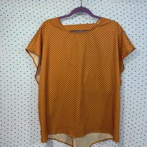SHEIN Cut Out Twist Back Hanky Hem Polka Dot Top in Mustard Yellow